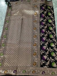 Sloka Banarasi Pure Katan Meenakari Powerloom Saree - Morocco Brown, Free Size