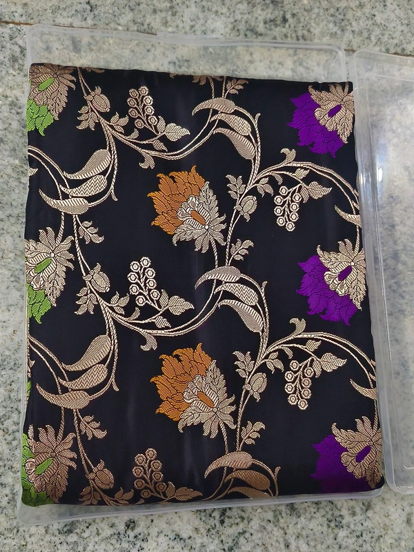 Sloka Banarasi Pure Katan Meenakari Powerloom Saree - Morocco Brown, Free Size
