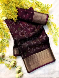 Sloka Pure dola Bleck Saree  - Bright Red, Free Size