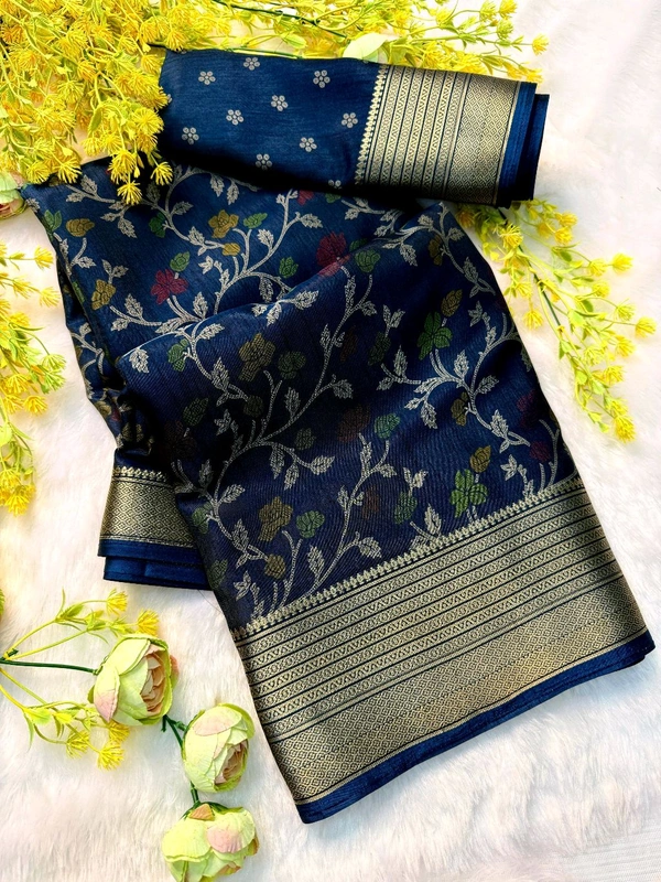 Sloka Pure dola Bleck Saree  - Cinnamon, Free Size