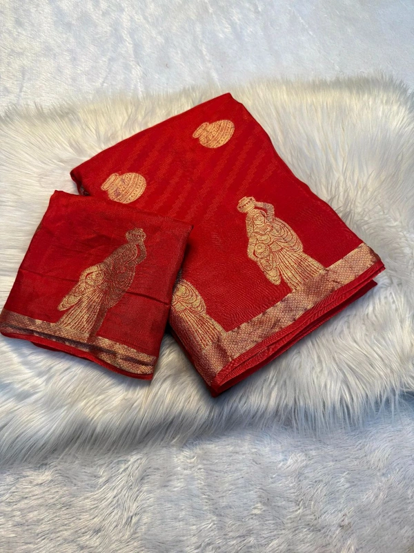 Pure Soft Viscose khadi Silk - Red, Free Size
