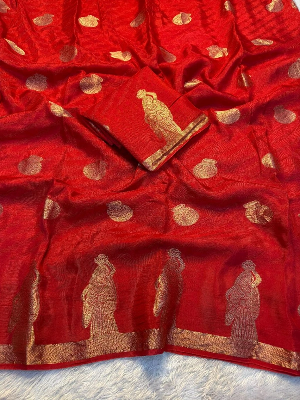 Pure Soft Viscose khadi Silk - Red, Free Size