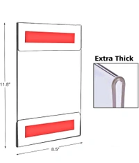 Elegant Creations 2 Pack Acrylic Wall mount Sign Holder 8.5 x 11.8 Inches with Double sided Adhesive Tape, Clear Picture Paper Frames Holder for Home, Office, Store, Restaurant Horizontal