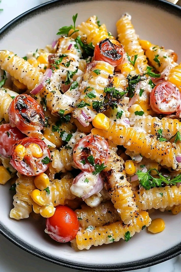 corn veg pasta - half