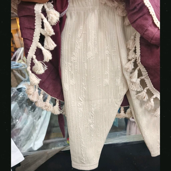 Boho Tassel Tiered Dress with Lace Shrug Set — Plum Wine - 1