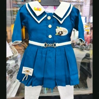 Little Chic Sailor Pleated Dress with Matching Leggings - 3