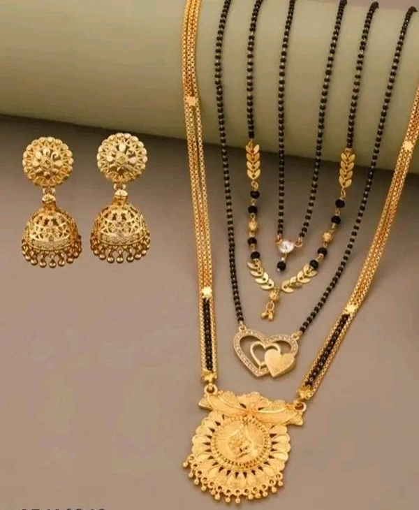 MANGALSUTRA COMBO DEAL GOLD PLATED NECKLACE PANDENT MANGALSUTRA 30 INCH AND 18 INCH COMBO PACK WITH EARRING FOR WOMEN (PACK OF 5)