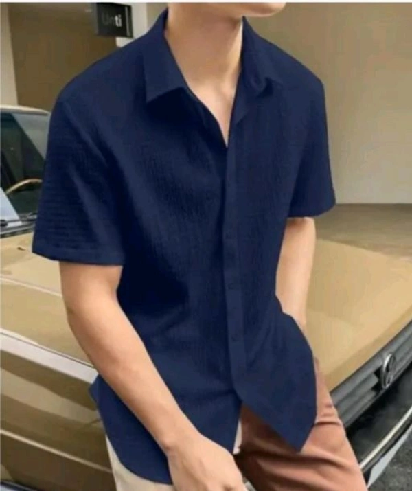 ELYSIAN Elysian – Textured Cotton Comfort Fit Men’s Casual Shirt |Semi-Formal Looks – Perfect Blend of Modern Fashion and Classic Comfort - Resolution Blue, XXL