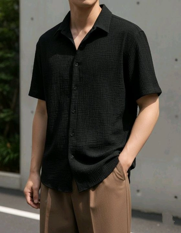 ELYSIAN Elysian – Textured Cotton Comfort Fit Men’s Casual Shirt |Semi-Formal Looks – Perfect Blend of Modern Fashion and Classic Comfort - Black, XXL