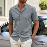 ELYSIAN Elysian – Textured Cotton Comfort Fit Men’s Casual Shirt |Semi-Formal Looks – Perfect Blend of Modern Fashion and Classic Comfort - Gray, XXL