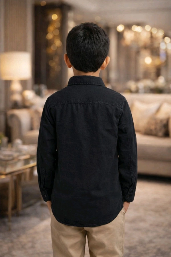 Boys Cotton Denim Style Shirt (Mine Shaft Color) – Size 34 | Stylish Casual Wear for Approx 9–10 Years. - 34 size, Mine Shaft