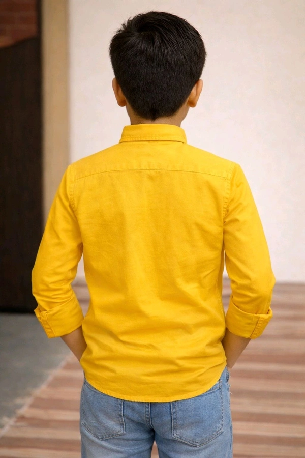 Boys Premium Cotton Blend Slim Fit Shirt | Soft & Smooth Finish (Sleek Look) | Gold Colour | Size 36 | Approx. 11–12 Years Stylish Casual Wear - 36 size, Gold