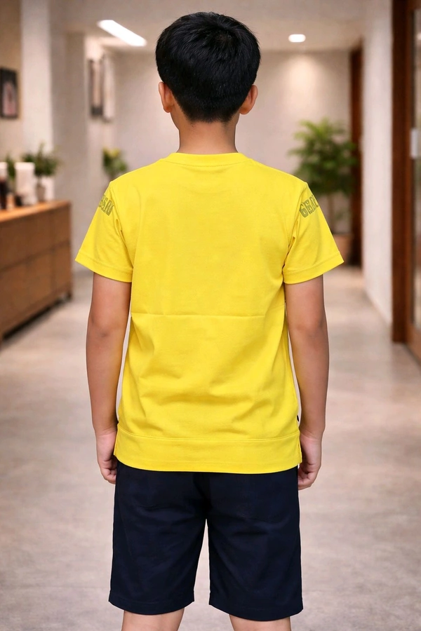 Boys Printed Cotton T-Shirt | Soft & Comfortable Fabric | Yellow Colour | Size M | Approx. 13–14 Years Casual Stylish Wear