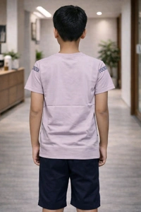 Boys Printed Cotton T-Shirt | Soft & Comfortable Fabric | Light Mauve Colour | Size M | Approx. 13–14 Years Casual Stylish Wear