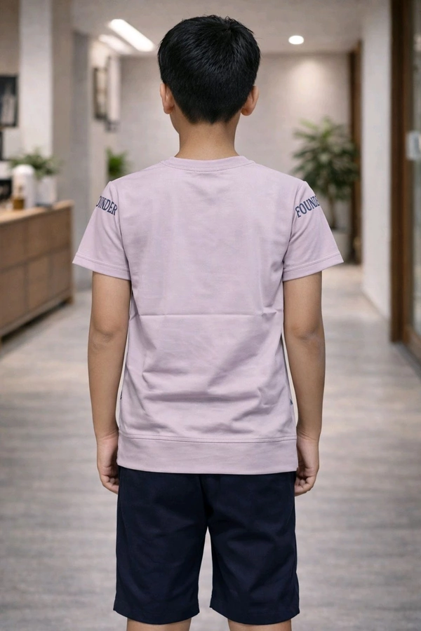Boys Printed Cotton T-Shirt | Soft & Comfortable Fabric | Light Mauve Colour | Size M | Approx. 13–14 Years Casual Stylish Wear