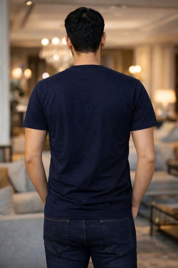 Men’s Printed Cotton T-Shirt | Soft & Comfortable Fabric | Navy Blue Colour | Size M | Regular Fit Casual Wear