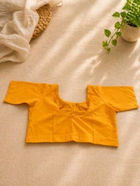 Amber Cotton Blouse (Size 34) with Front Hook and Glass Sleeves - Amber