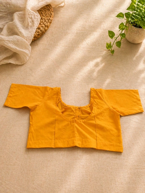 Amber Cotton Blouse (Size 34) with Front Hook and Glass Sleeves - Amber