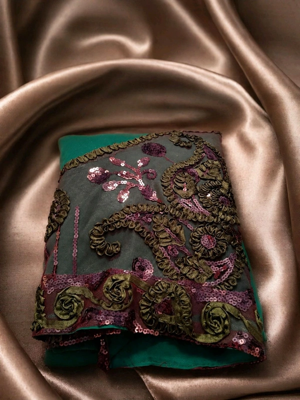 Premium Pure Silk Dell Colour Saree with Chumki & Zari Embroidery Work