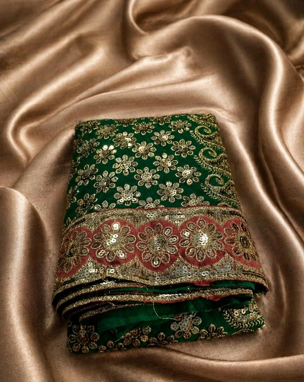 Eden Green Pure Silk Saree with Heavy Chumki Work | Premium Party Wear