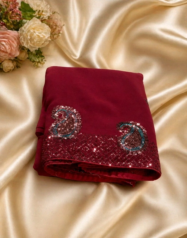 Heather Colour Pure Silk Saree with Sequins Work