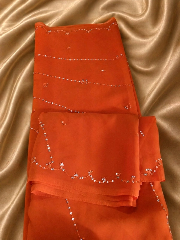 Buy 1 Get 1 Free Designer Saree for Women | Orange & Maroon Sequence Work Saree Combo - Flamingo