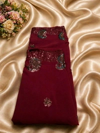 Buy 1 Get 1 Free Designer Saree for Women | Orange & Maroon Sequence Work Saree Combo - Flamingo