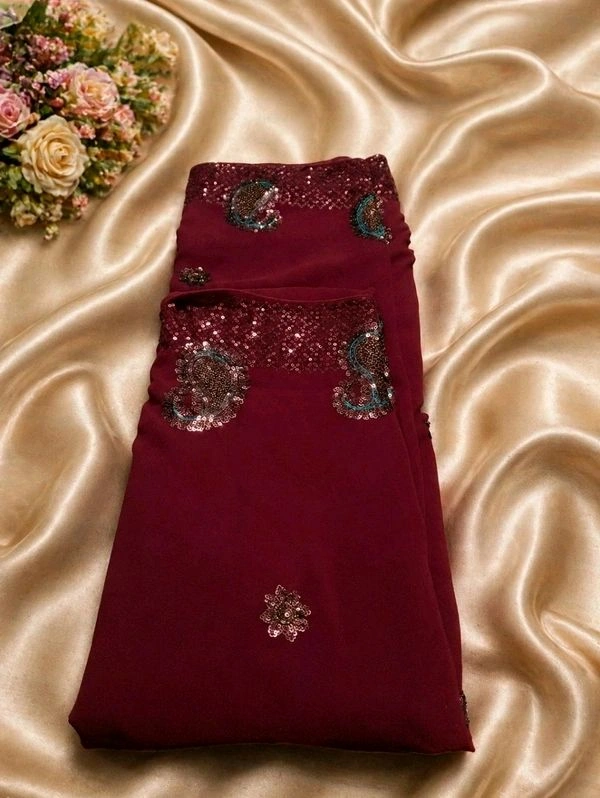 Buy 1 Get 1 Free Designer Saree for Women | Orange & Maroon Sequence Work Saree Combo - Flamingo