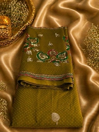 Buy 1 Get 1 Free Designer Saree for Women | Lavender Pink & Olive Green Sequence Work Saree Combo - Cannon Pink