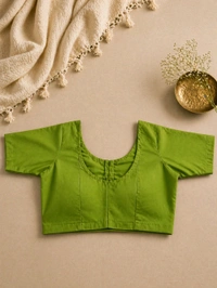 Sushi Colour Cotton Blouse | Round Neck Front & Back | Front Hook Closure | Size 34 - Sushi