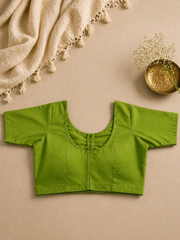 Sushi Colour Cotton Blouse | Round Neck Front & Back | Front Hook Closure | Size 34 - Sushi