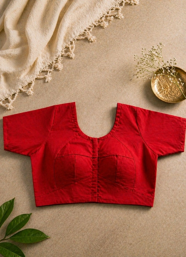 Thunderbird Colour Cotton Blouse | Round Neck Front & Back | Front Hook | Size 36