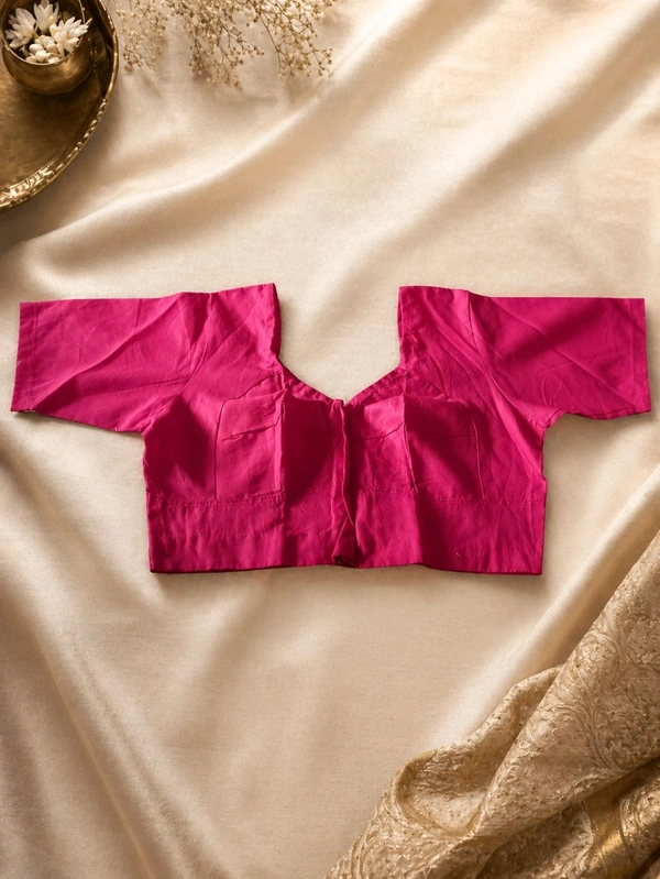 Maroon Flush Cotton Blouse for Women | Front Hook | Round Neck (Front & Back) | Size 32