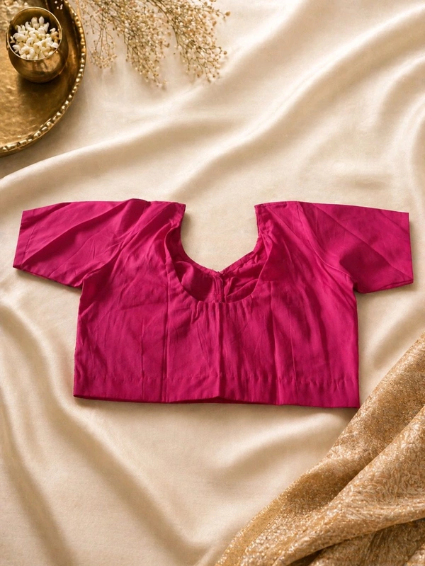 Maroon Flush Cotton Blouse for Women | Front Hook | Round Neck (Front & Back) | Size 32 - Maroon Flush