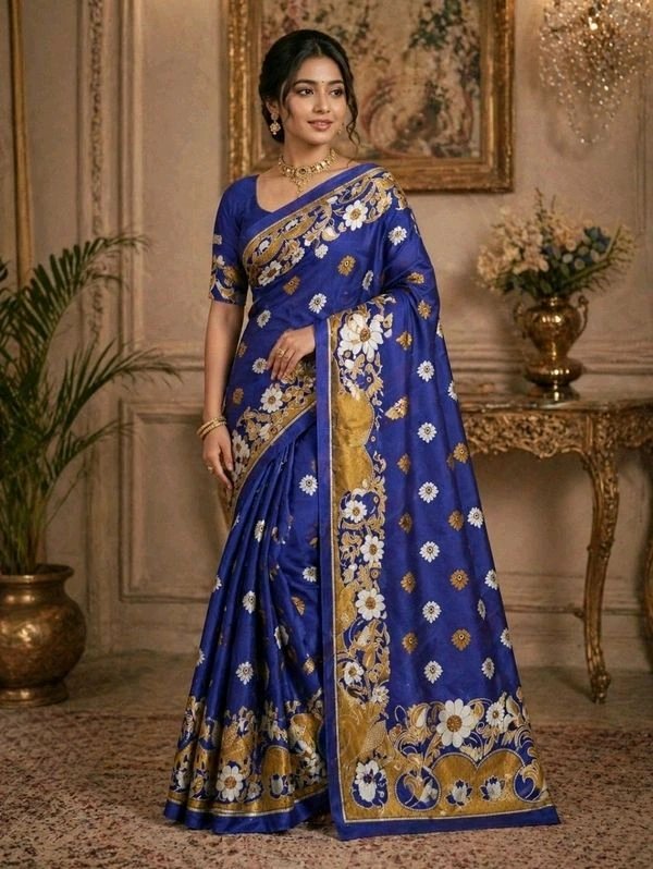 Buy 1 Get 1 Free Printed Saree for Women | Maroon & Royal Blue Saree Combo - Wine Berry