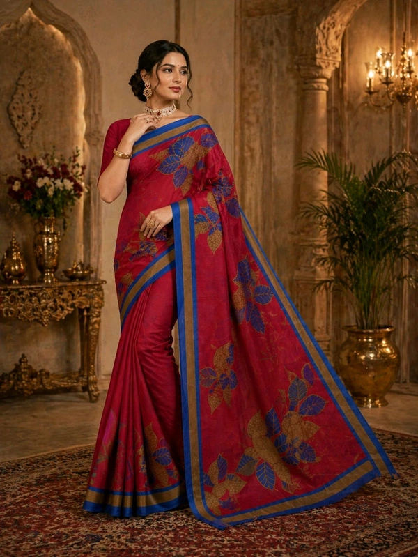 Buy 1 Get 1 Free Printed Saree for Women | Pink Blue & Mustard Maroon Saree Combo
