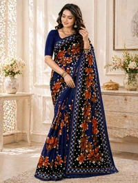 Buy 1 Get 1 Free Floral Printed Saree for Women | Maroon Red & Royal Blue Saree Combo (5.5 Meter)