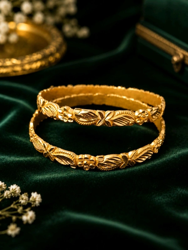 Premium Gold Plated Designer Bangles for Women | Stylish Traditional Kada (5.9cm) - 2.4