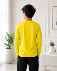 Boys Yellow Full Sleeve Graphic Printed Cotton T-Shirt – Size 32