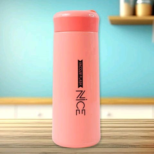 400 ML Plastic Vacuum Flask Bottle – Double Wall Insulated Hot & Cold Travel Water Bottle with Carry Strap (Pink Color) Description :- Keep your beverages at the perfect temperature with this 400 ML Plastic Vacuum Flask Bottle. Designed with a double-wall insulated body, it maintains the temperature of hot and cold drinks for extended hours. The flask features a le