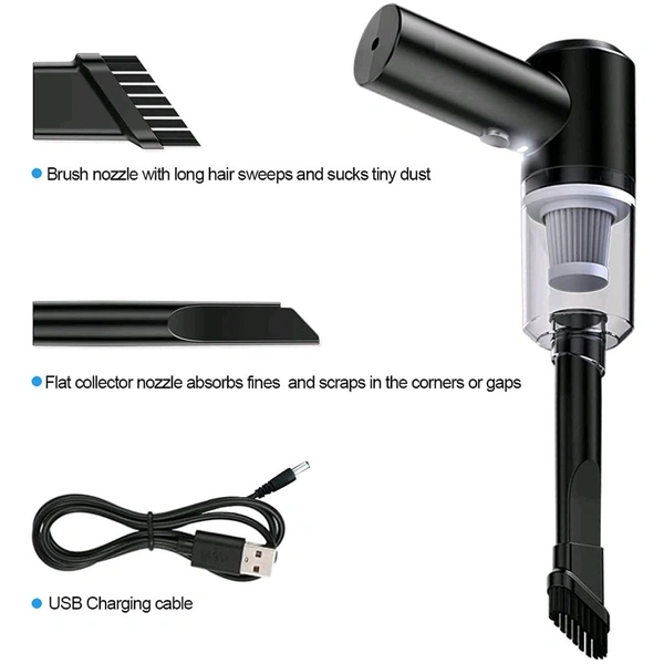 2 in 1 Wireless Vacuum Cleaner – 120W Handheld USB Rechargeable for Home & Car