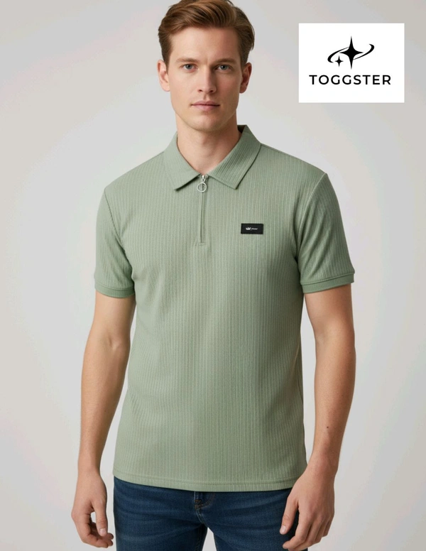 Men's Half Sleeve Zipper T Shirt