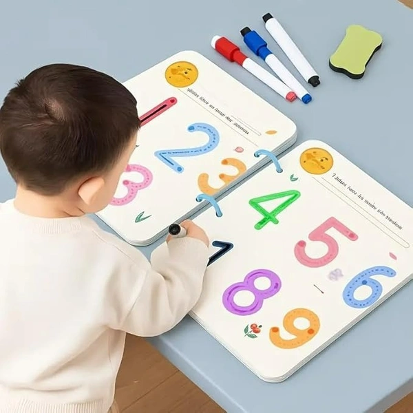 64 Pages Magical Tracing Workbook Set, Hand Writing Pen Control Training Book for Learning to Write The Alphabets & Numbers, Preschool Educational Reusable Learning Book for Kids