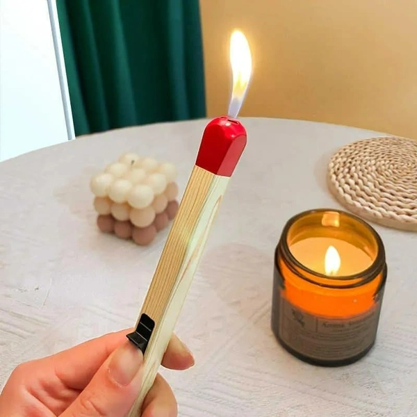 Match Stick Shaped Butane Lighter, Multipurpose Inflatable Long Handle Gas Burner, Gas Lighter for Kitchens, Smoking, Candles and Outdoor Use (Pack of 1) (Lighter