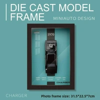 3D Car Frame Wall Art, Charger Wooden Display Frame with Removable Die-cast Cars, LED Lights, Pull-Back Action & Opening Doors –Car Lovers, Kids