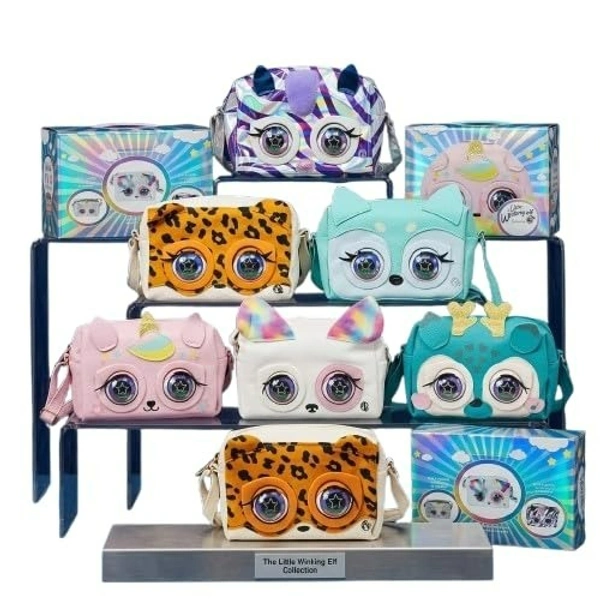 Little Winking Elf Interactive Pet Purse – Animated Eyes & Sounds Crossbody Handbag for Girls - White