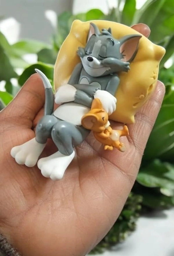 Cartoon Character Dashboard Toy Cute T&J Sleeping Figurine in PVC Build | Fun Car Interior Showpiece or Tabletop Gift for Kids, Friends & Office | car Accessories (T&J Sleeping B)