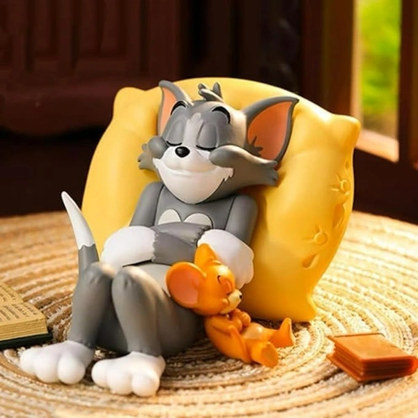 Cartoon Character Dashboard Toy Cute T&J Sleeping Figurine in PVC Build | Fun Car Interior Showpiece or Tabletop Gift for Kids, Friends & Office | car Accessories (T&J Sleeping B)