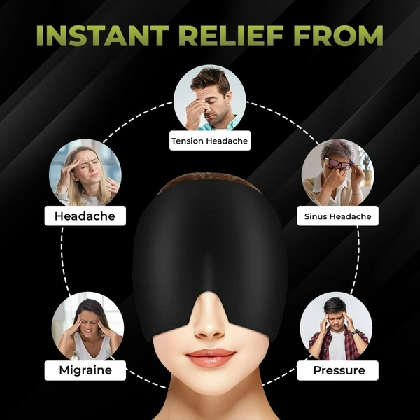 Migraine Relief Cap for Headache & Migraine Pain | Hot & Cold Therapy Cooling Gel Mask | Sinus, Stress, Tension Relief Head Wrap | Reusable Ice Pack Cap for Men & Women