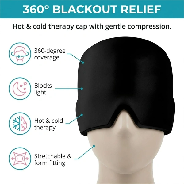Migraine Relief Cap for Headache & Migraine Pain | Hot & Cold Therapy Cooling Gel Mask | Sinus, Stress, Tension Relief Head Wrap | Reusable Ice Pack Cap for Men & Women